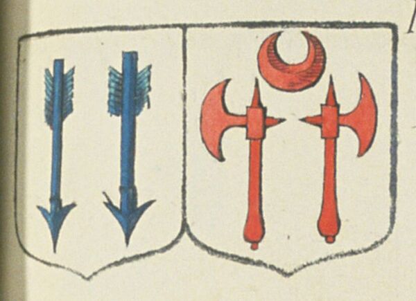 Blason de Yves Rodelec du Porzic accolé à celui de sa femme Renée Mahé